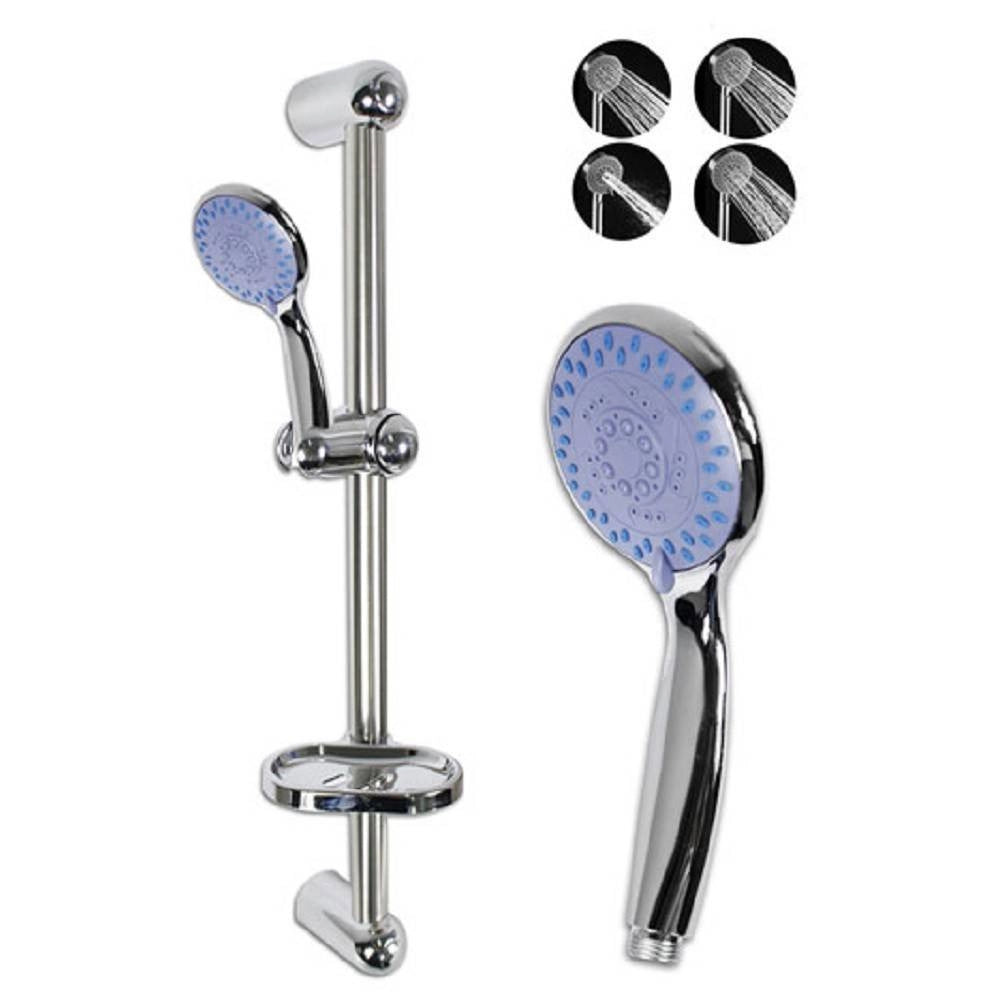 Trade Shop - Saliscendi Doccia Bagno Con Portasapone E Soffione Doccetta Multigetto Blu 69134 -        2