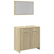 Set Mobili da Bagno | Armadio da bagno 2 pz Rovere Sonoma in Legno Multistrato