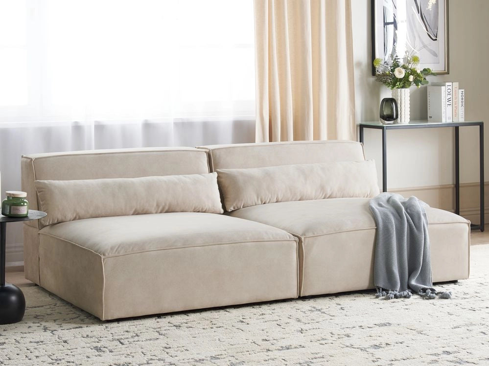 Divano componibile a 2 posti senza braccioli Divano componibile in velluto beige con gambe nere Soggiorno moderno