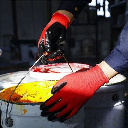 GUANTO POLIESTERE/NITRILE SABBIATO IDEAL STAR Tg. 9 - 12 paia- IDEAL STAR
