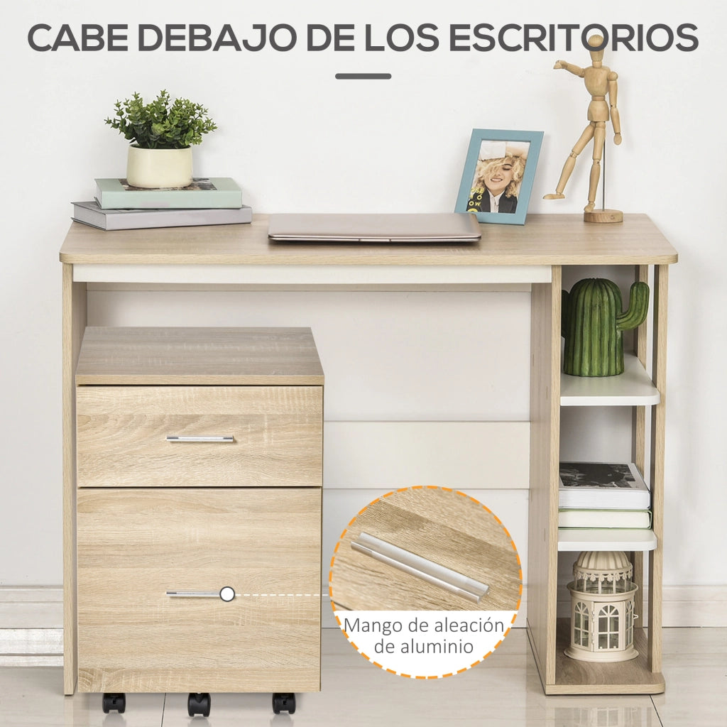 Scrivania con cassetti ¨C zephmum ¨C rovere 39.5x39x58.5 cm