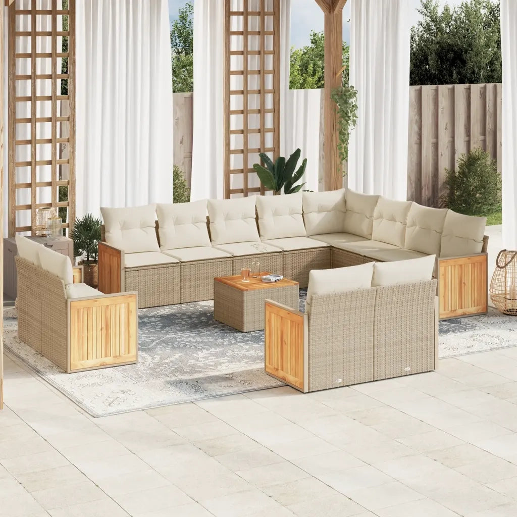 Set Divano da Giardino 13 pz con Cuscini Beige in Polyrattancod mxl 113965