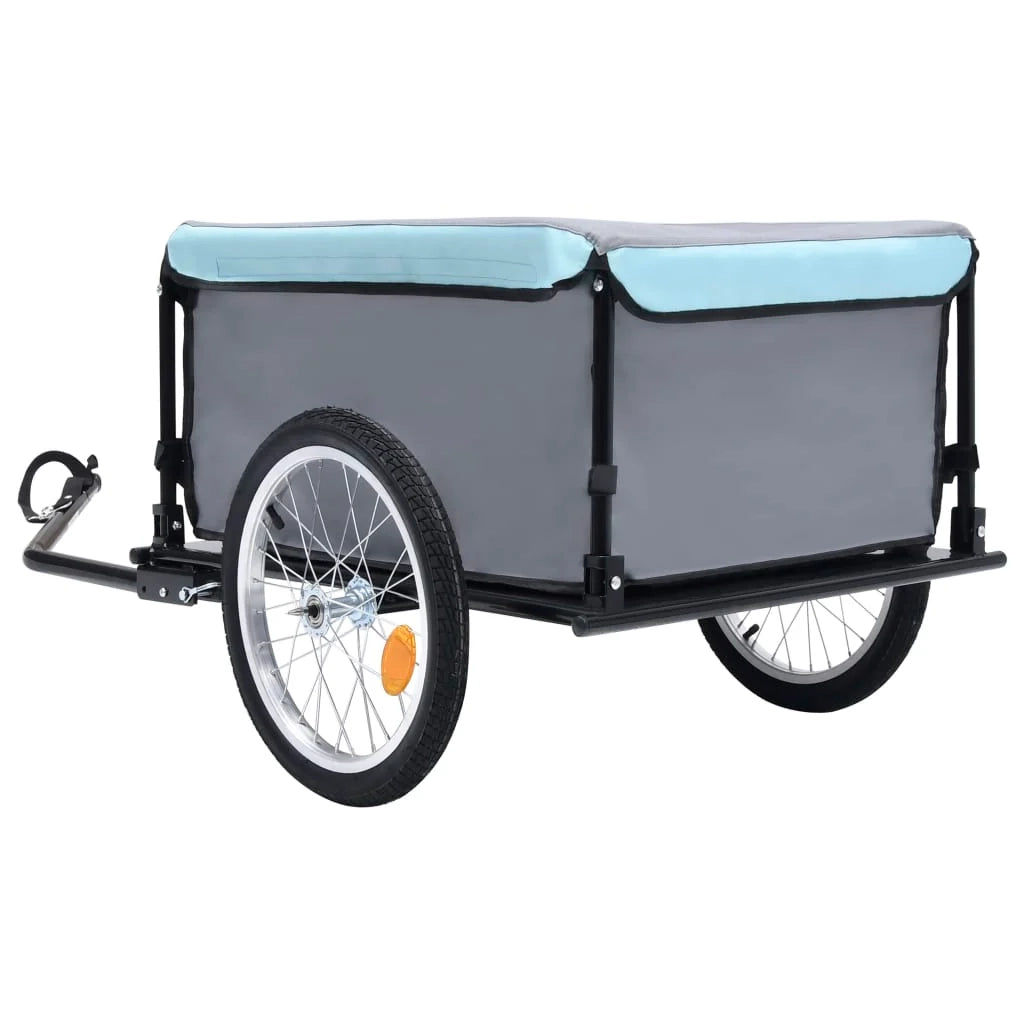 Rimorchio per bicicletta nero e blu 65 kg 02_0004481