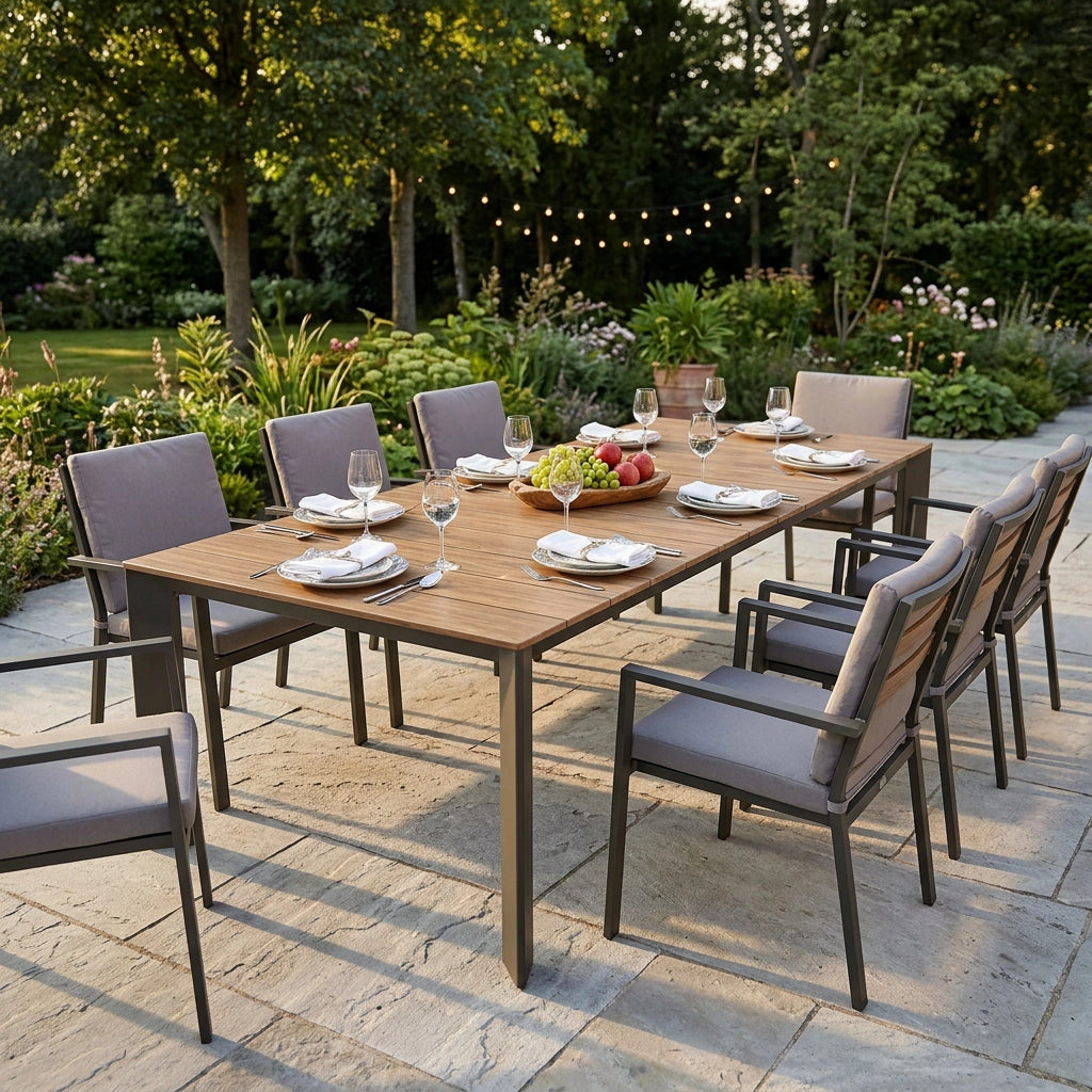 Tavolo da giardino allungabile piano effetto legno 215-280x100 cm - DEUS