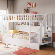 Letto a soppalco 90x200 cm con vano idraulico, scala contenitore e ripiani