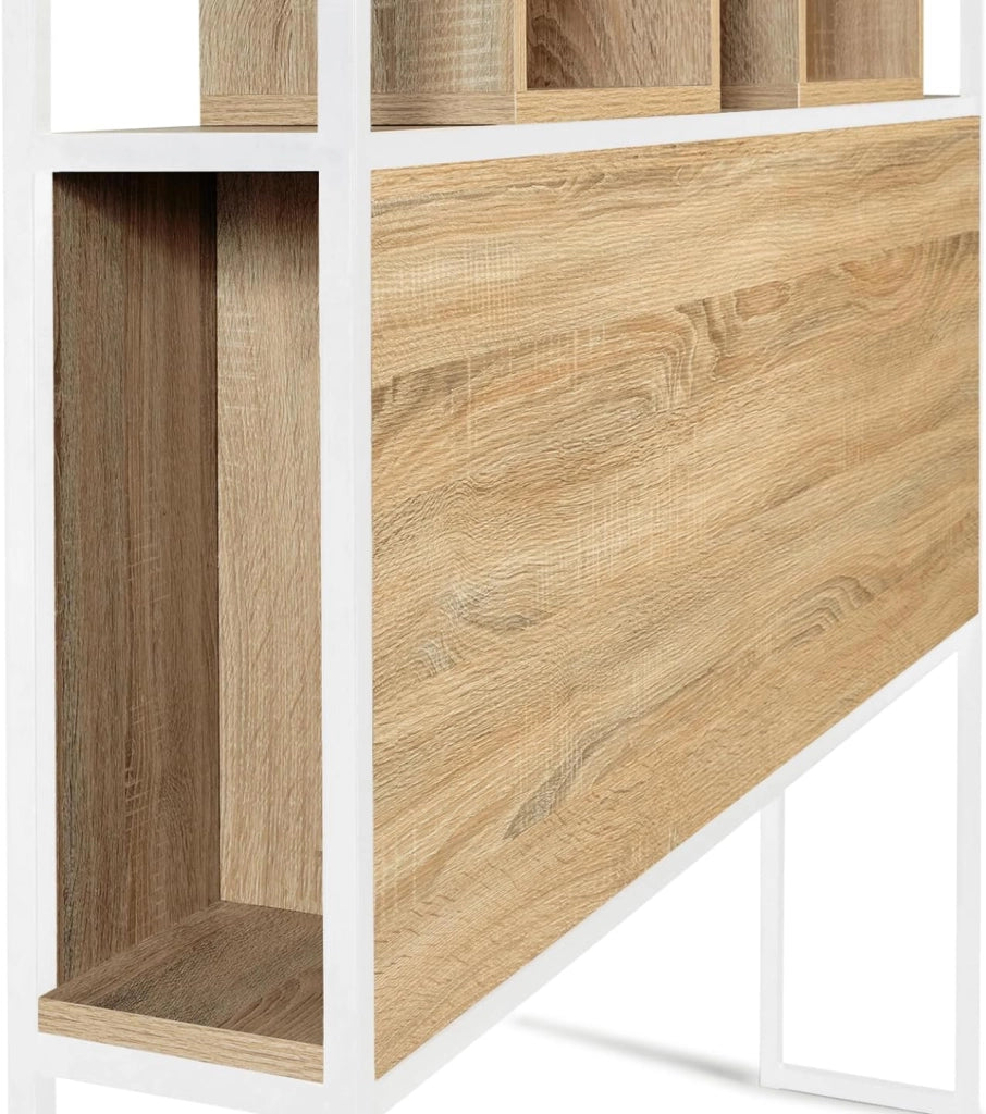 Testiera 145 cm design industriale legno e metallo bianco DETROIT