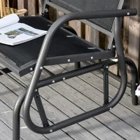 Panchina a Dondolo da Giardino a un Posto in Metallo e Tessuto a Rete Traspirante, 66x70x85cm, Nero e Grigio Scuro