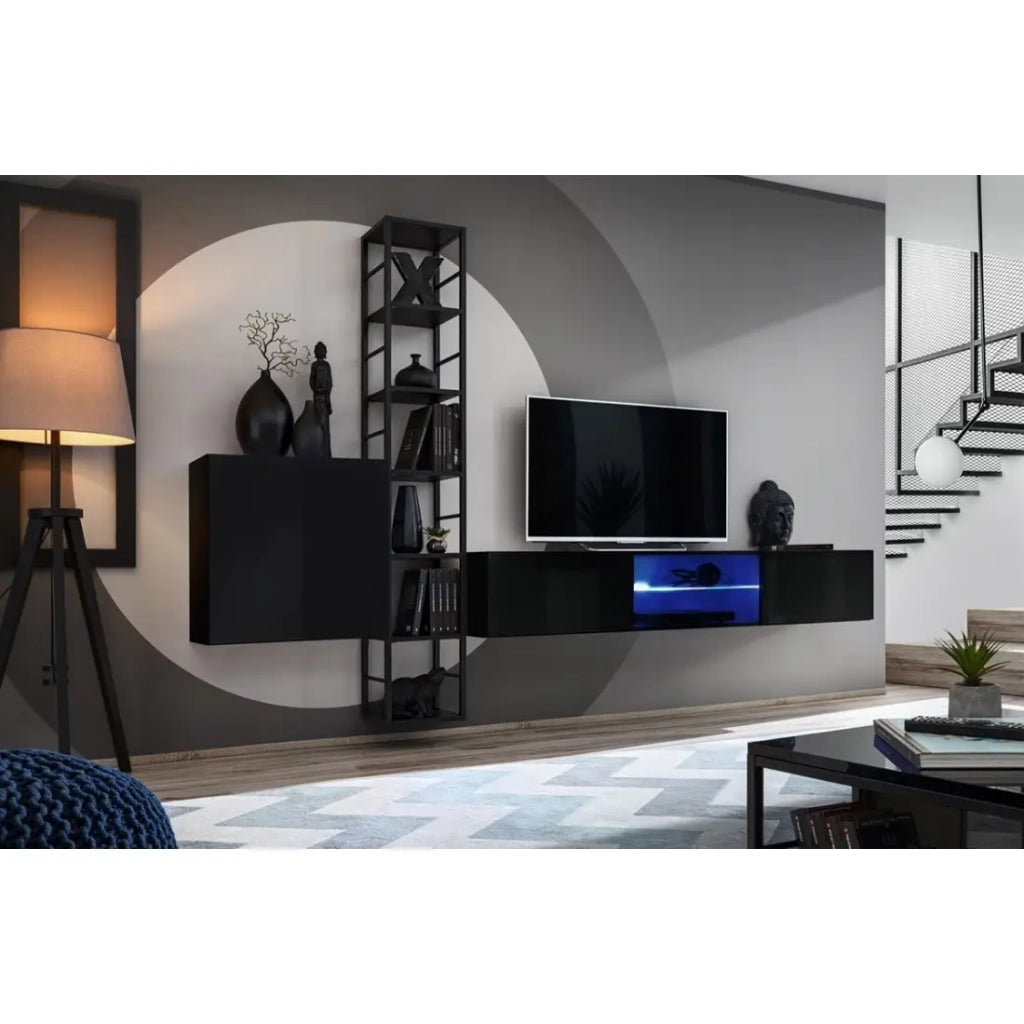Set di mobili da salotto in stile industriale SWITCH M6. Colore nero.