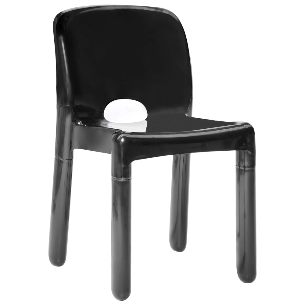 Set di 4 sedie da pranzo in plastica per interni e per esterni senza braccioli impilabili nero stile minimalista