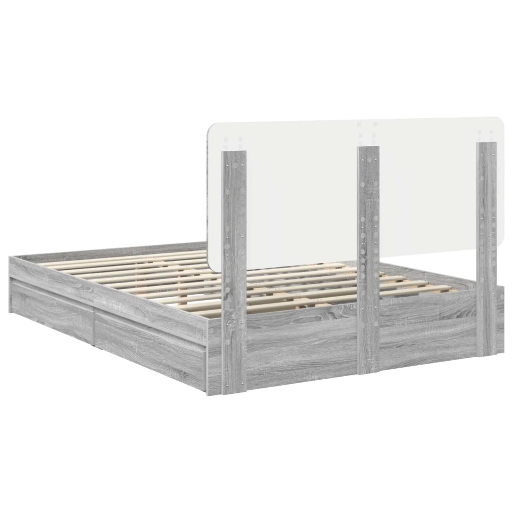 Letto con Contenitore con testiera Grigio Sonoma 150 x 200 cm