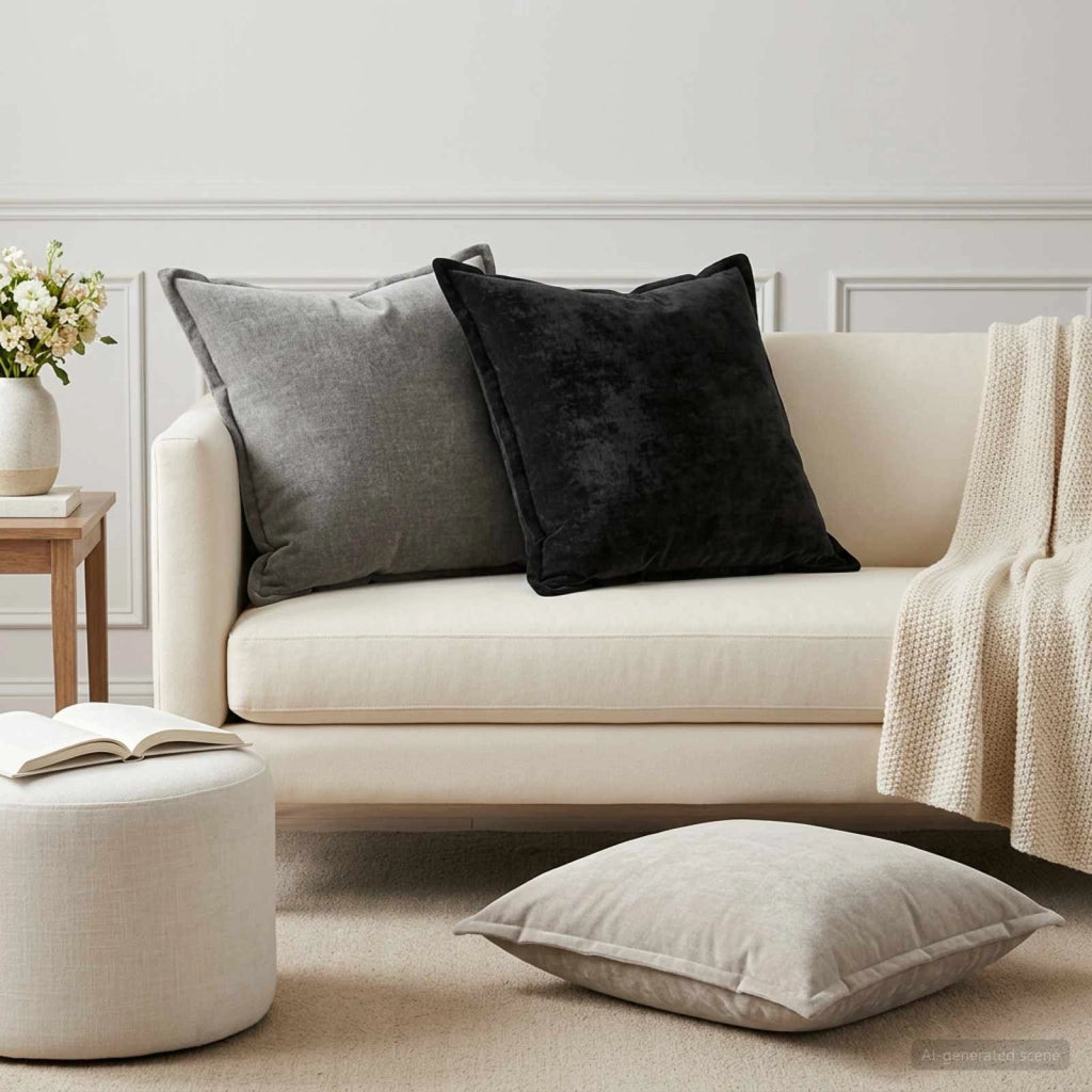 Federa 2 pz HOUTEN Antracite 60 x 60 cm Tessuto Chenille 920757