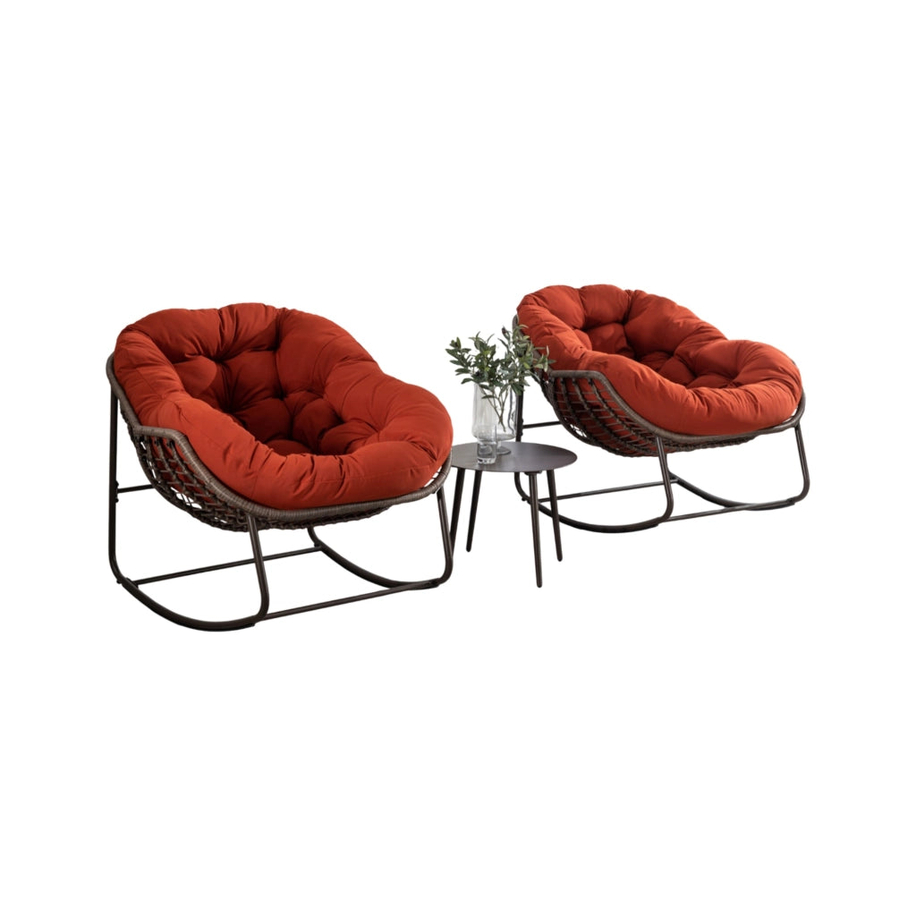 Sedia a dondolo da esterno in rattan sintetico; arancione; 78x106x90 cm