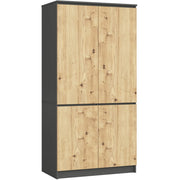 Armadio AKORD S90 4 ante Grigia Grafite inserto frontale Quercia Artisan 90x51x180 cm
