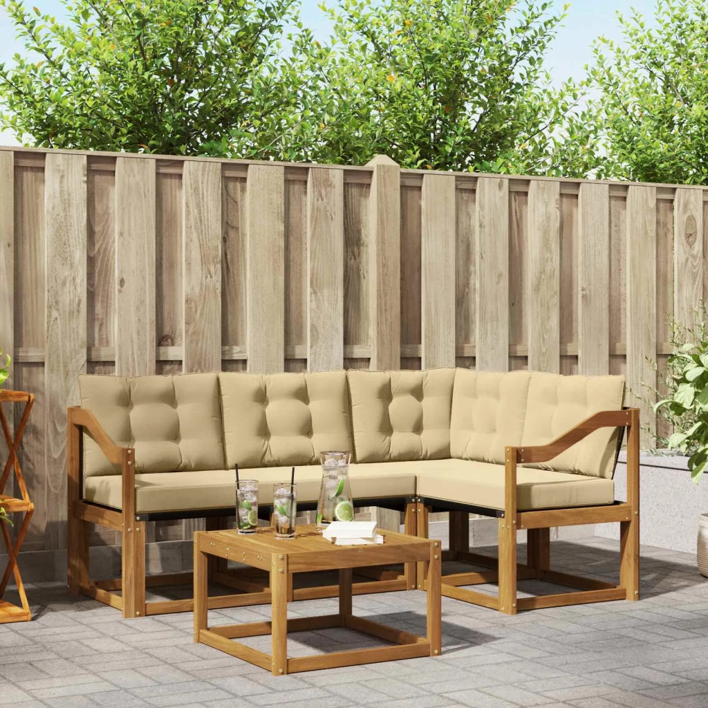 Set di divani da esterno con cuscino 5 pcs Naturale e Beige 3368652