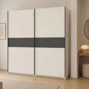 Armadio Camera da Letto Nalika, Guardaroba 2 Ante 2 Ripiani, 200x204h cm Beige Cashmere