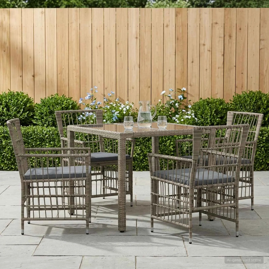 Set da pranzo per esterni 5 pz Grigio polyrattan 3448935