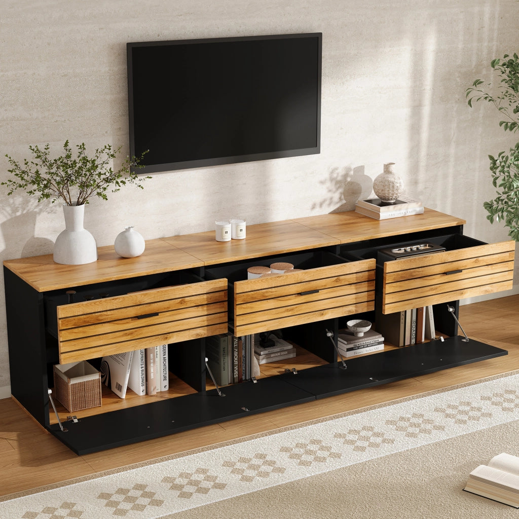 Mobile TV con 3 cassetti e 2 ante; per soggiorno; in MDF e truciolare; 168×38×59 cm