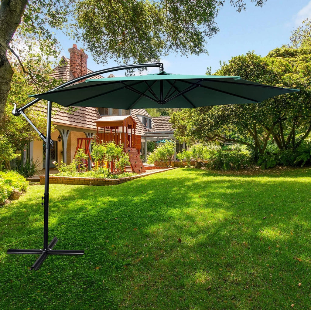 Ombrellone da giardino ASTER con protezione UV in colore verde scuro peso 12,1 kg dimensioni 300x300x245 cm