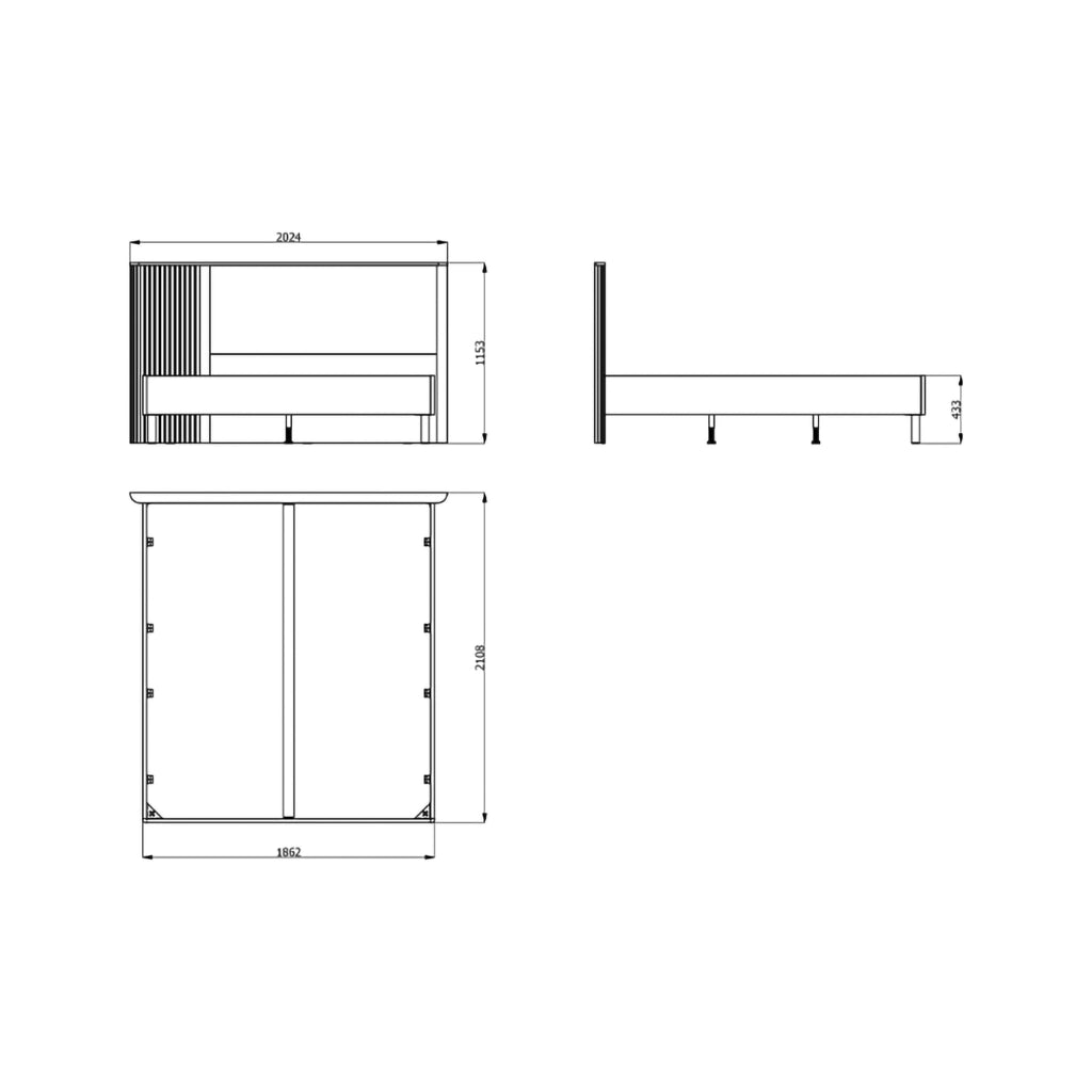 Letto Matrimoniale Banff, Letto Matrimoniale Dimensione Materasso 180x200 cm, Grigio Scuro