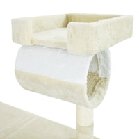 Albero tiragraffi per gatti beige/bianco 141cm per arrampicarsi Sisal