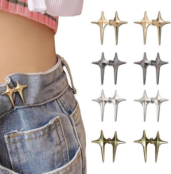 8 pezzi di clip per cintura di jeans, riduttore di vita regolabile e senza giunti, clip per cintura di jeans con disegno stellato per jeans e pantaloni