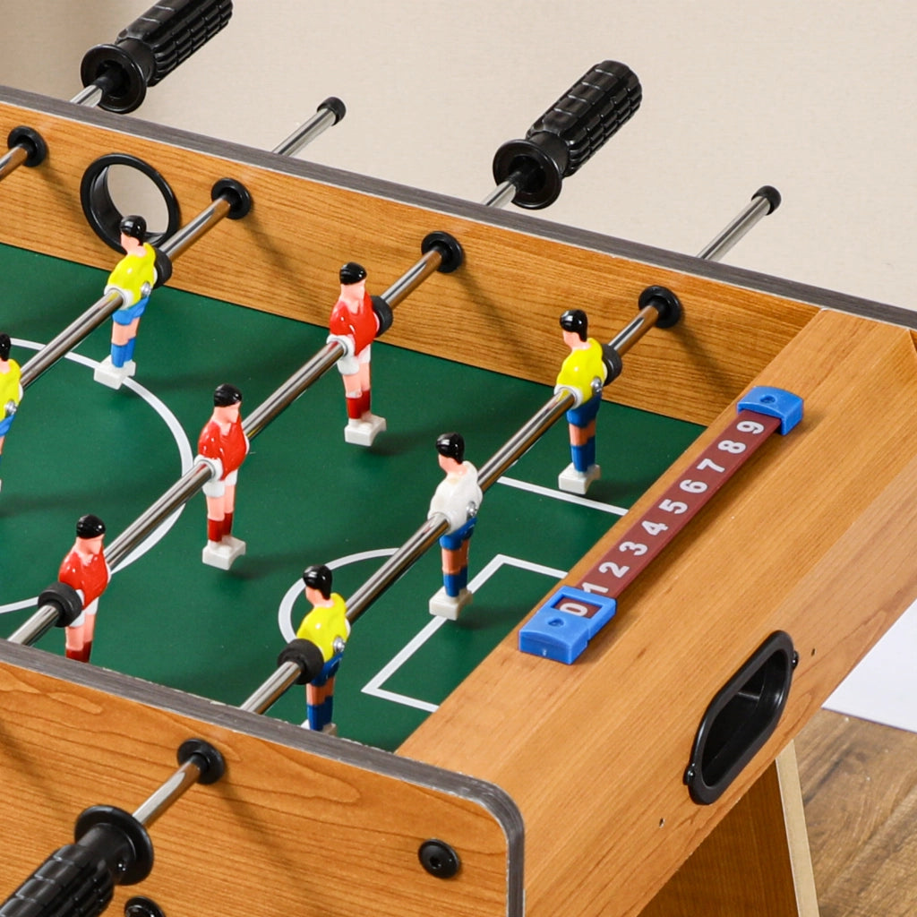 Calcio Balilla Pieghevole in Legno con 6 Aste, 18 Giocatori e Segnapunti, 69x37x70cm