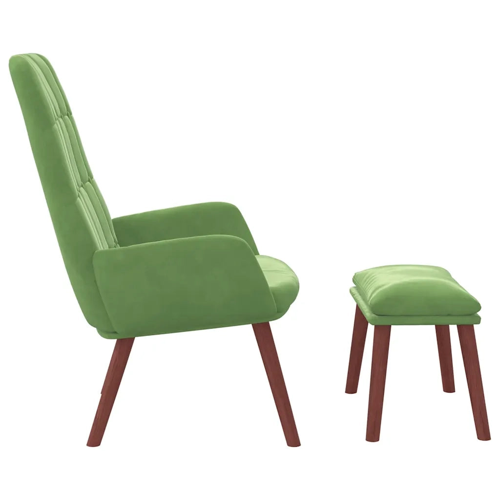 Poltrona Relax con Poggiapiedi Verde Chiaro in Velluto 3315141