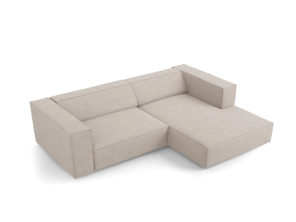 Cosmopolitan Design - Divano angolare destro "Arendal" 3 posti in ciniglia con effetto a coste beige scuro 