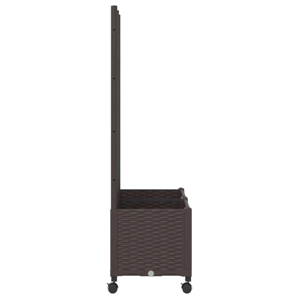 Vaso da giardino con grigliato e ruote Marrone 80 x 40 x 146 cm 3422969