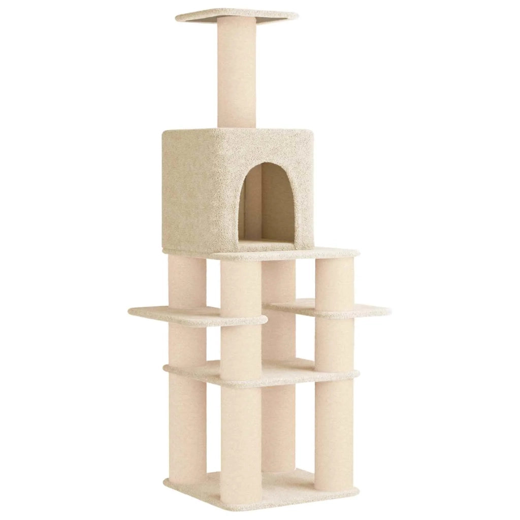 Albero per gatti con pali per graffiare in sisal Crema 180 cm 42033042