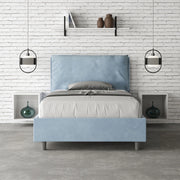 Letto imbottito Piazza e mezzo 130x190 cm Large - Contenitore,Microfibra,Azzurro
