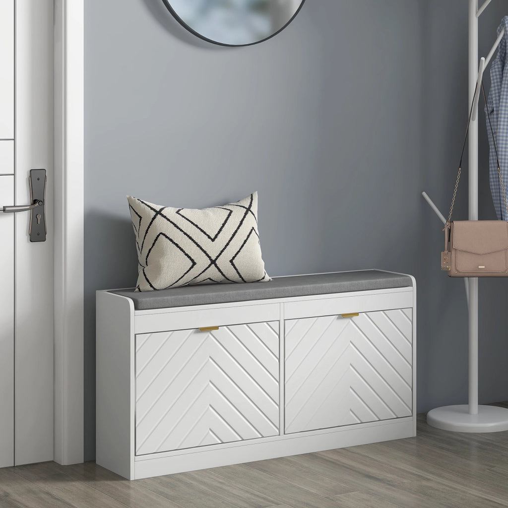 Bancale per scarpe con cassetto ¨C zephmum ¨C bianco 106x24x52,5 cm