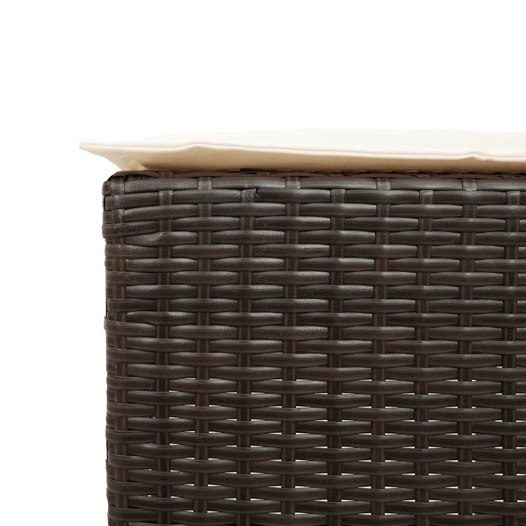 vidaXL Set Bar da Giardino 3 pz con Cuscini in Polyrattan Marrone