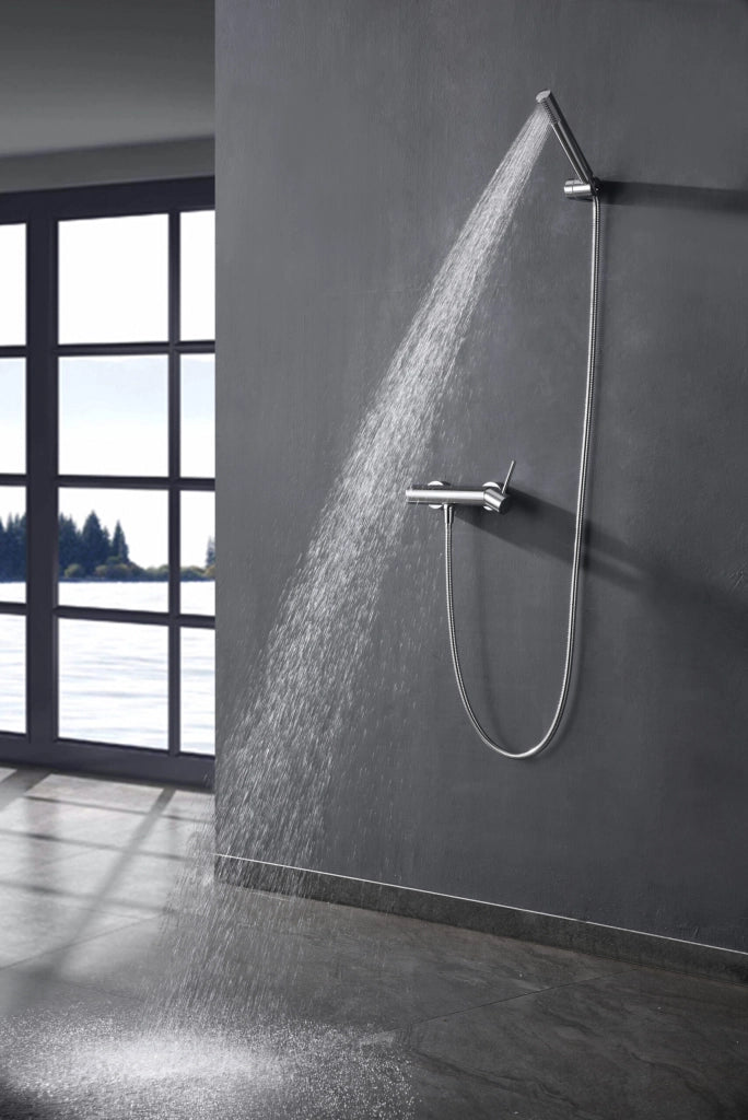 IMEX Miscelatore doccia Monza in ottone e zama cromato con corpo rubinetto in ottone tubo flessibile PVC 180 cm supporto ABS doccetta rotonda cartuccia ceramica Ø35 mm – modello Imex-BDM039-5