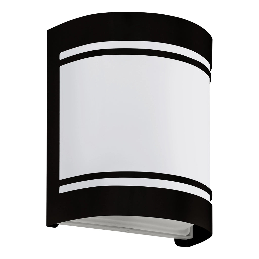 Applique Esterno Contemporanea Cerno Metallo Nero Vetro Bianco 1 Luce E27