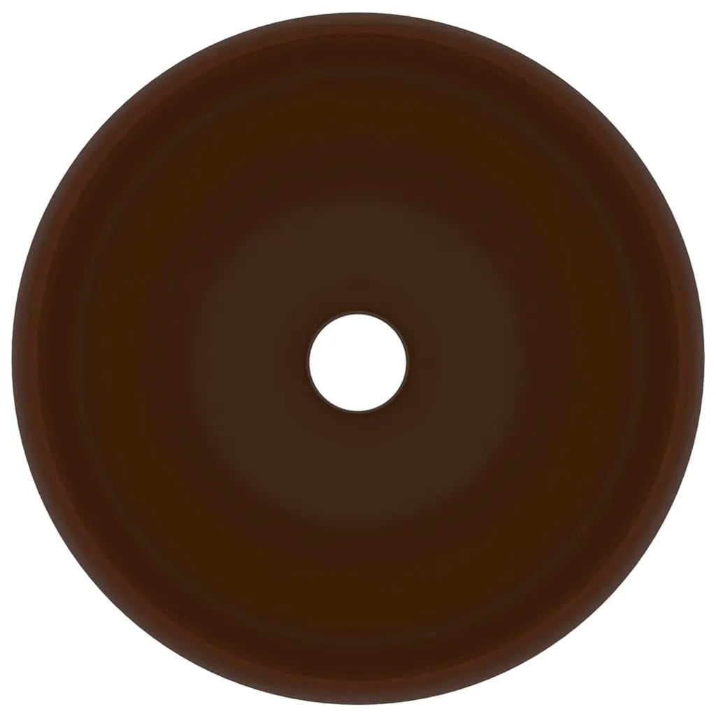 Lavandino Lusso Rotondo Marrone Scuro Opaco 40x15cm in Ceramica cod mxl 35462