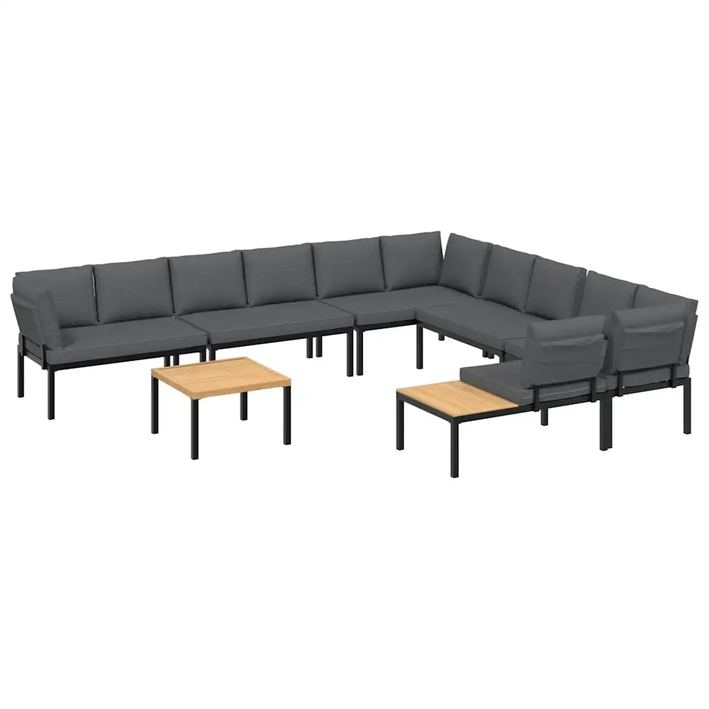 Set Divani da Giardino 7 pz con Cuscini in Alluminio Nero 3283689