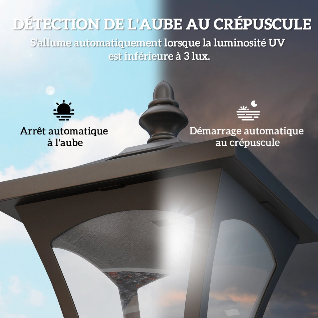 Lampada da giardino solare LED ¨C zephmum ¨C nero 15x15x120 cm