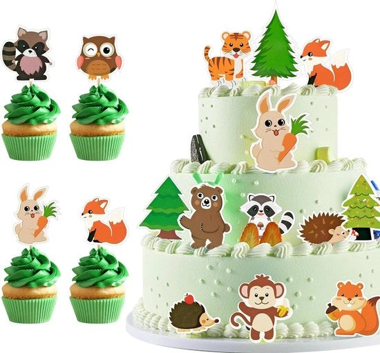 Decorazioni per torta animali - 31 pezzi decorazioni per torta safari jungle - Compleanno bambino.