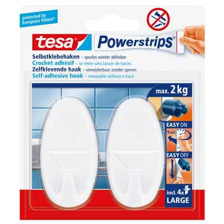 GANCIO OVALE 'POWERSTRIPS®' LARGE 2 ganci + 4 strisce - TESA