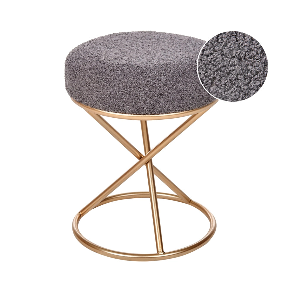 Pouf Boucle grigio con gambe in metallo Camera da letto Soggiorno Accessori per sedersi