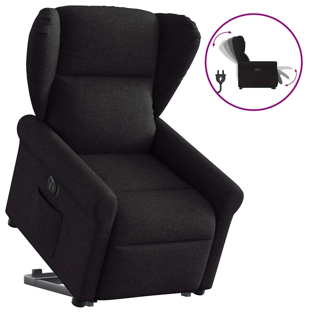 Poltrona Alzapersona Reclinabile Elettrica Nera in Tessuto 3303396