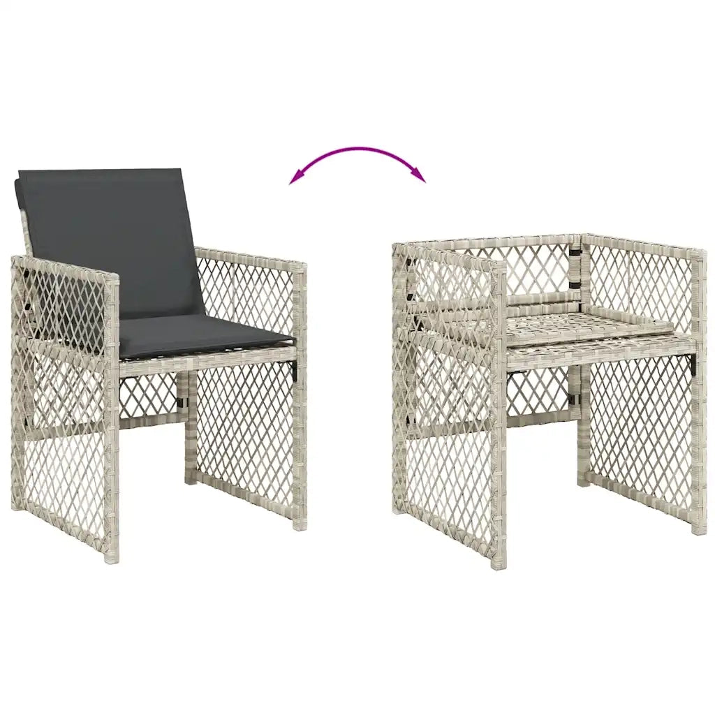 vidaXL Set da Pranzo da Giardino 7 pz Cuscini Polyrattan Grigio Chiaro