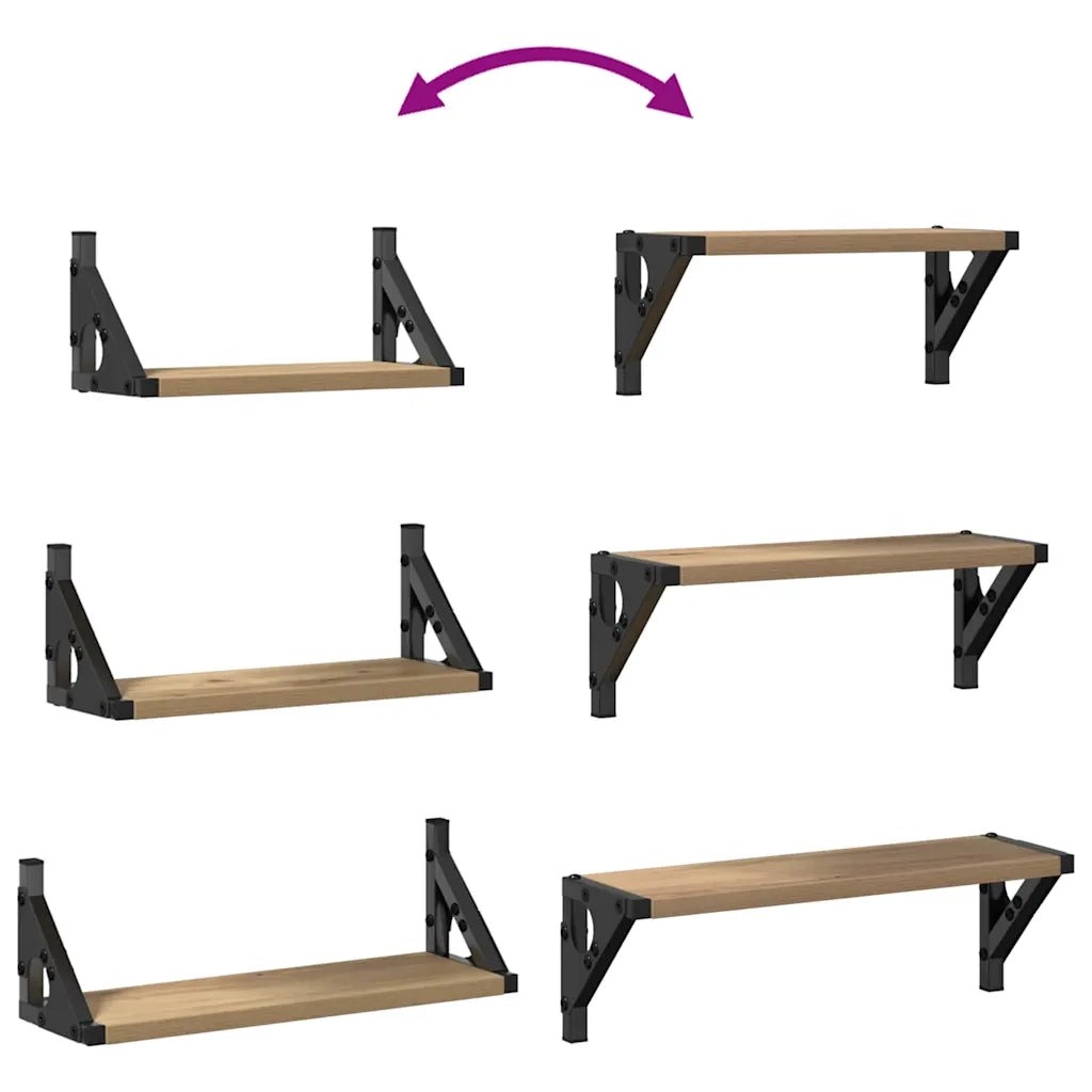 Scaffale da parete Montaggio a parete 3 pcs Quercia Fumosa 869097