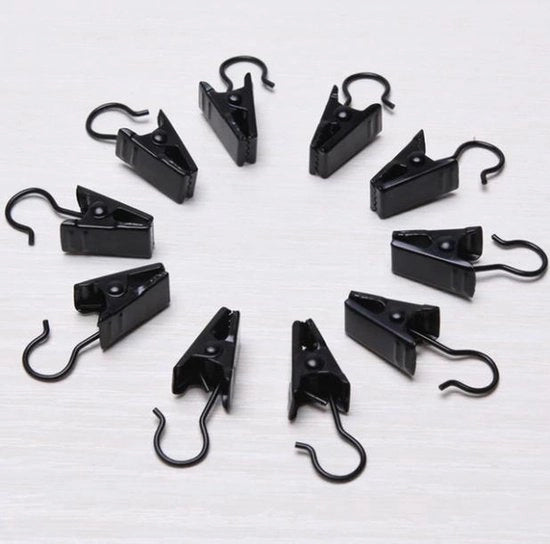 20 clip per capo con presa antiscivolo in plastica - clip portatili - gancio rotante 360 gradi - abiti, tende, asciugamani, cappelli, lenzuola, giacche (nero)