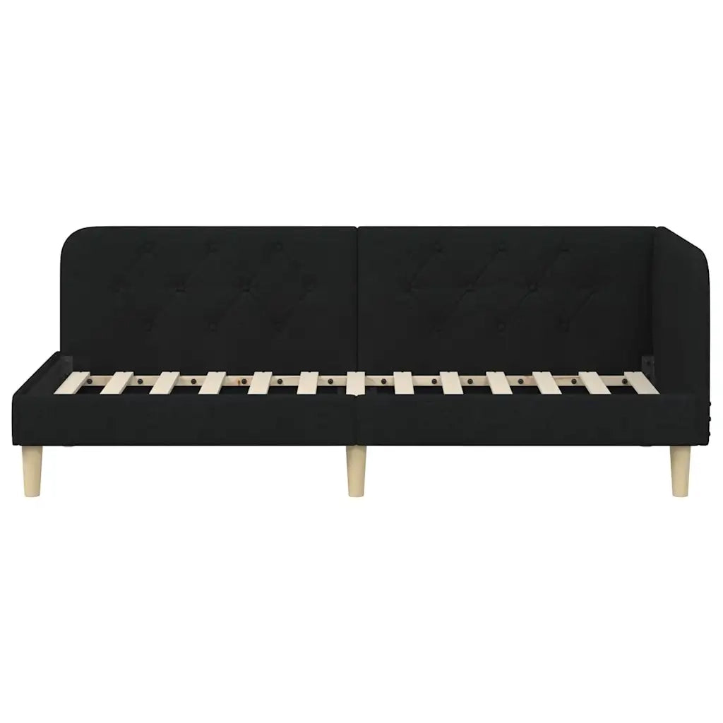 Letto singolo | Letto per adulti | Cornice del letto ad angolo Nero 80 x 200 cm Tessuto