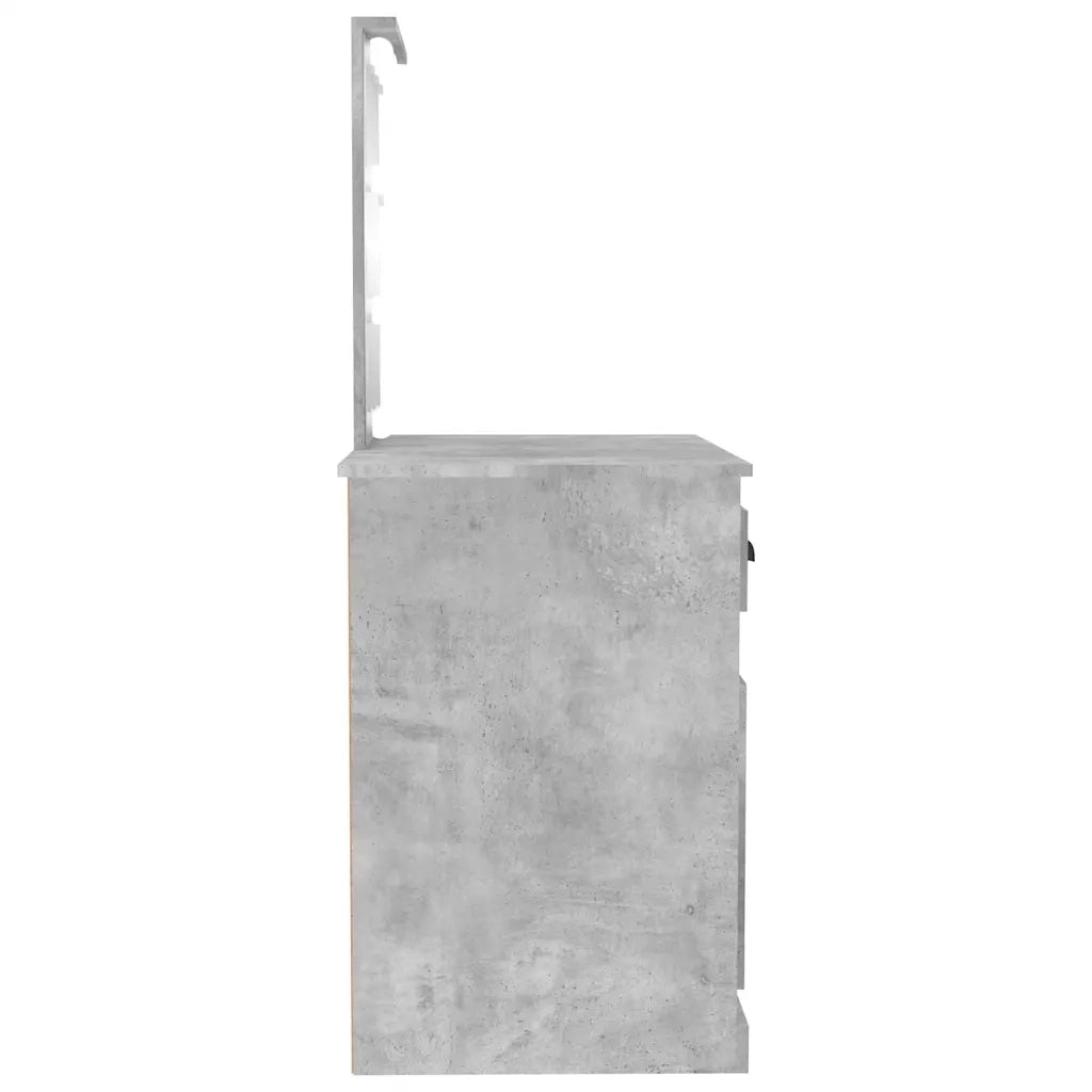 Toeletta | Tavolo da Trucco con LED Grigio Cemento 90x50x132,5 Legno Multistrato