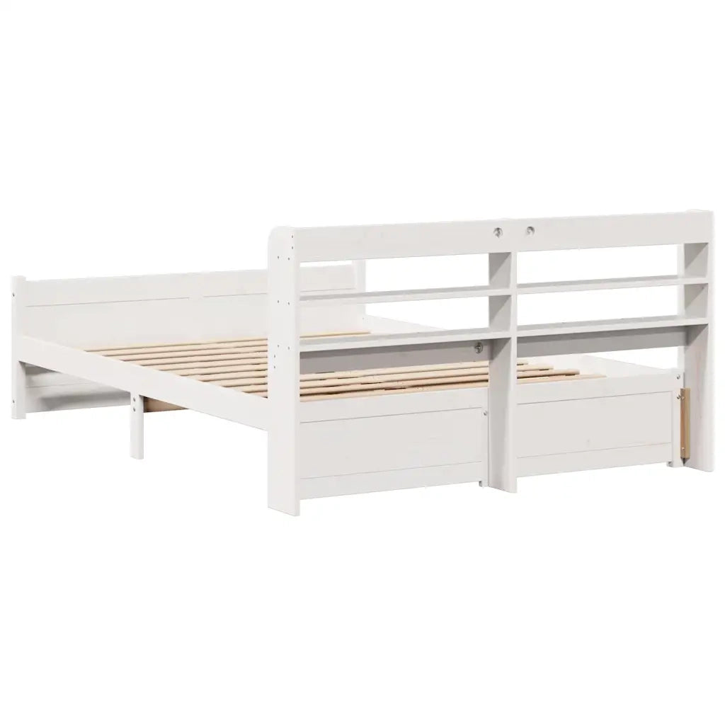 Giroletto con Testiera Bianco 150x200 cm Legno Massello di Pino 3306765