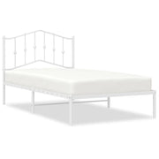Letto singolo | Letto per adulti | Giroletto con Testiera Metallo Bianco 100x190 cm