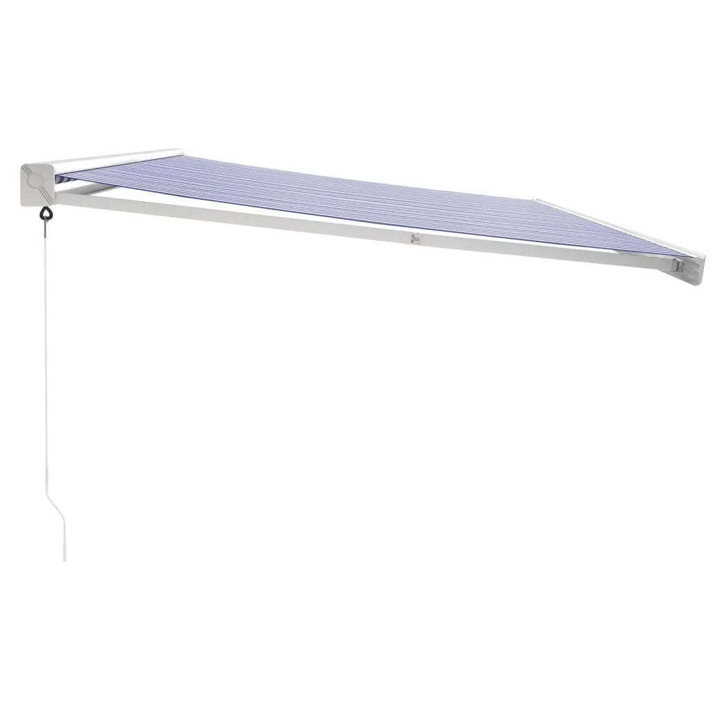Tenda da Sole Retrattile Blu e Bianca 5x3 m Tessuto e Alluminio 3154525